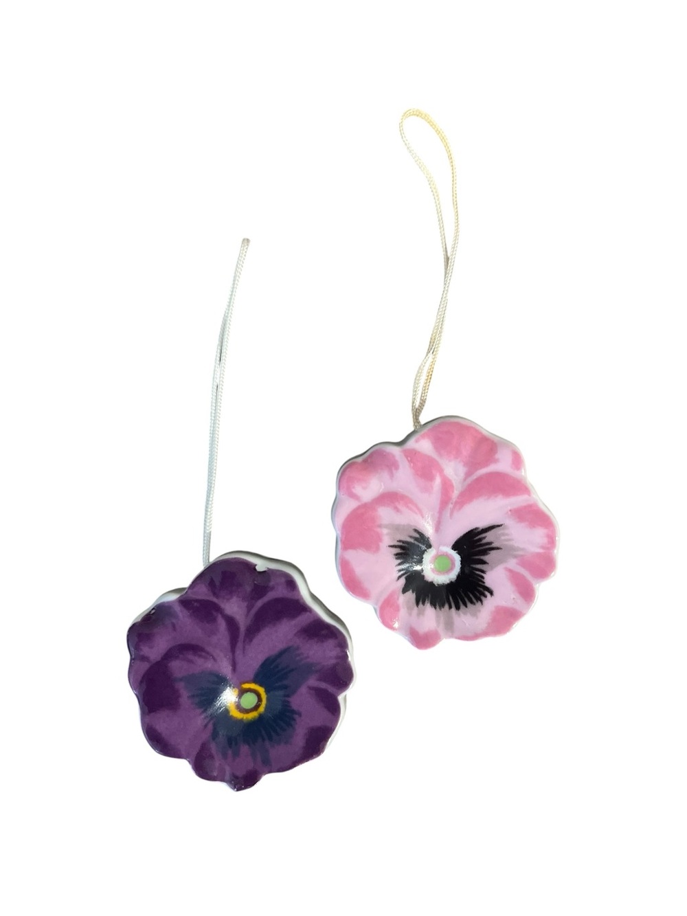 Vintage Ceramic Floral Sachet Hanging Holder Lot of 2 Made In Japan